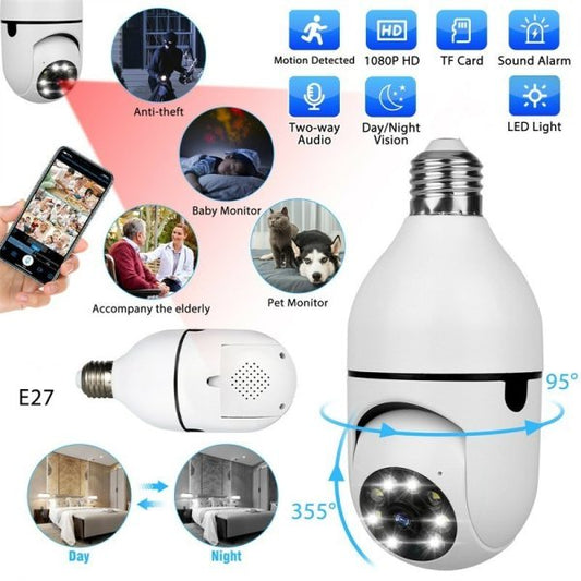 1080P Full HD CCTV WiFi Bulb Camera 360 Degree