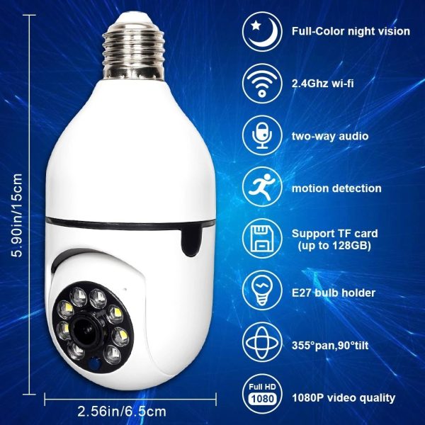 1080P Full HD CCTV WiFi Bulb Camera 360 Degree