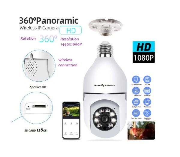 1080P Full HD CCTV WiFi Bulb Camera 360 Degree